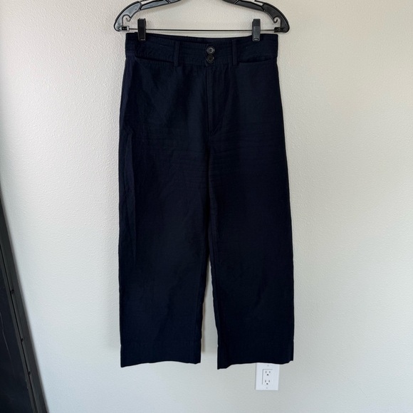 APIECE APART Classic Merida High Waist Wide Leg Pant Navy Business Casual Size 8 - Picture 3 of 15